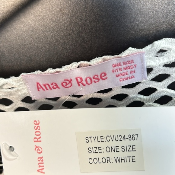 Ana & Rose Crocheted mid length swim coverup, Pom Pom edge detail,see thru OS - Picture 7 of 9